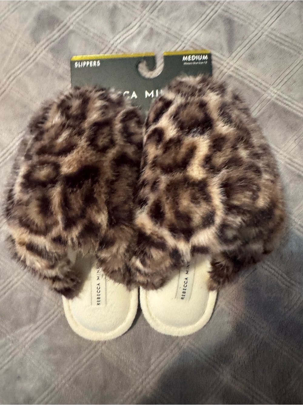 Rebecca Minkoff Faux Fur Cheetah Pattern Slippers size M 7 - 8